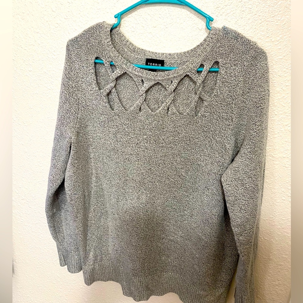 Torrid, sweater, unique neckline, super soft